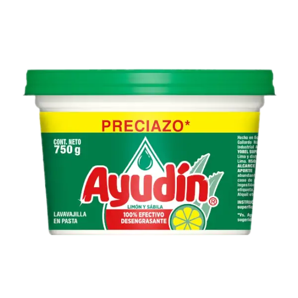 Lavavajilla Ayudin En Pasta Limon y Sabila Pote 750Gr