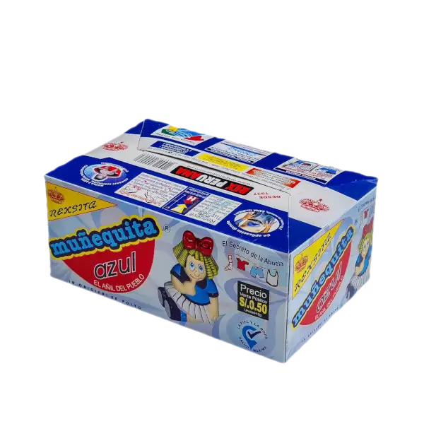 Tinte de Ropa Muñequita Azul Display x 72 Sobres